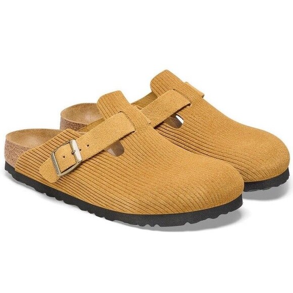 Birkenstock Boston Suede Embossed Corduroy Cork Brown Clog Men Size 10 NWOT main image 10